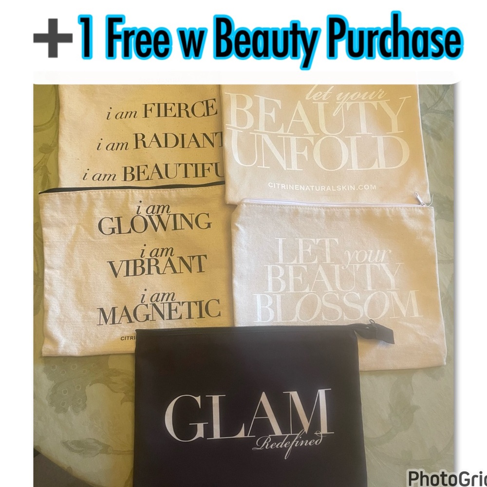 FREE with Beauty Makeup : 1 Recycled Sustainable Zippered Pouch - Add to bundle